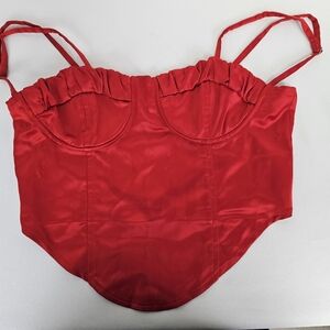 White Fox Cami Red Babydoll Satin Spaghetti Straps Sz S  Holiday Romantic